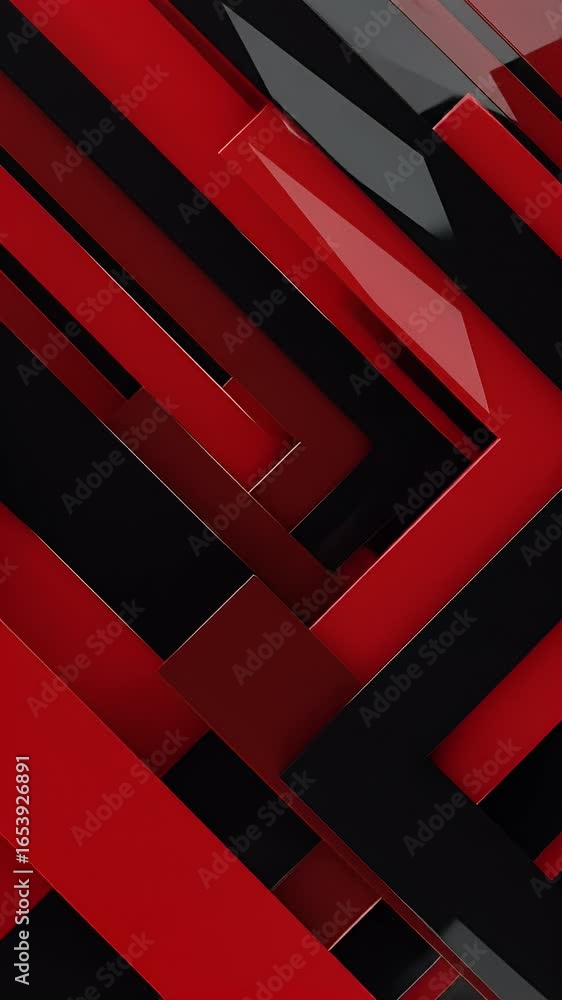 Aufkleber abstract red and black geometric pattern 3d rendering background