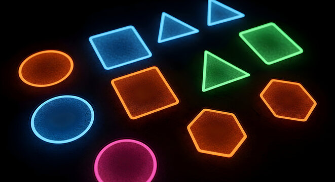 Neon geometric shapes - Powered by Adobe