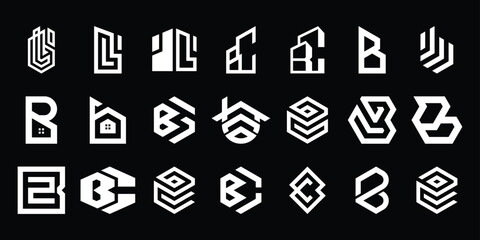 collection of monogram initial letter B abstract logo design vector, icon for real estate, business and construction. © Irwan