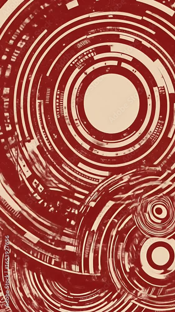 Aufkleber abstract red and tan concentric circles pattern background design