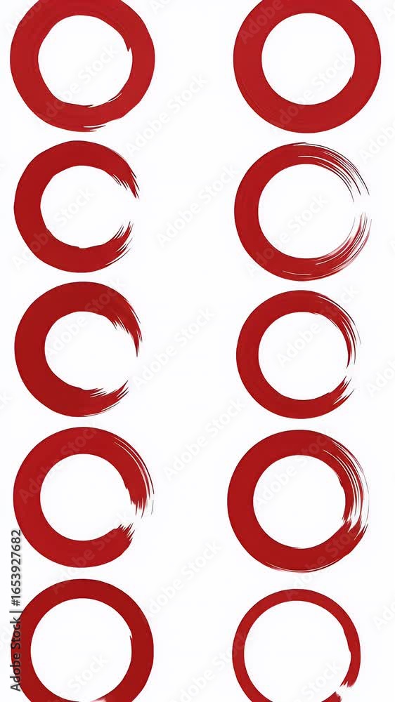 Aufkleber abstract red brushstroke circles repeating pattern on white background