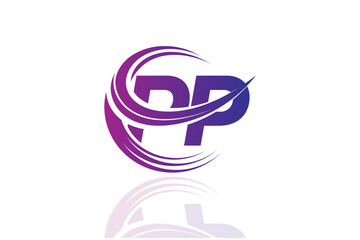 Obraz premium PP Circular Swirl Logo – Modern Gradient Symbol for Business, Corporate & Creative Branding Identity Design