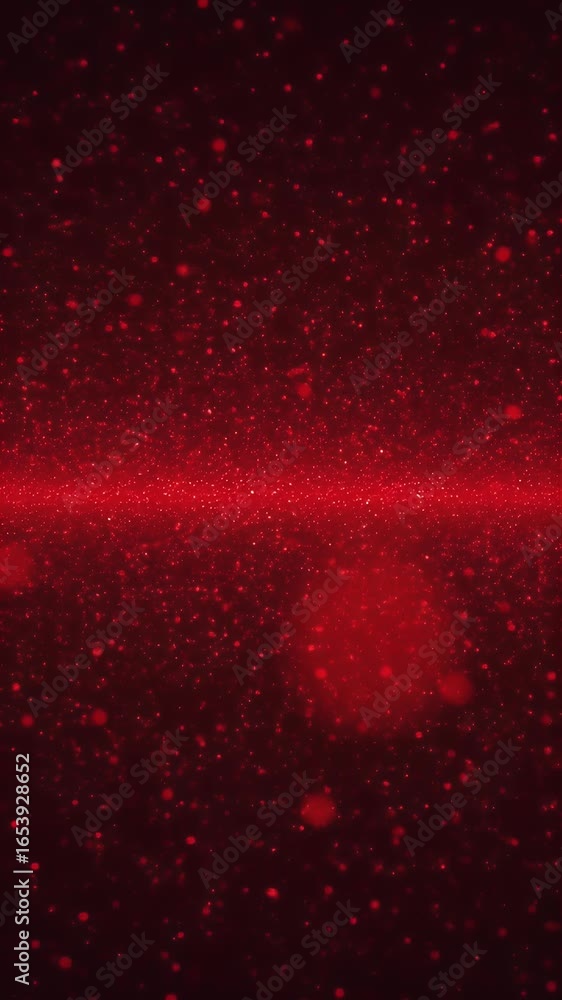 Poster abstract red glitter and particles motion background with glowing light effect