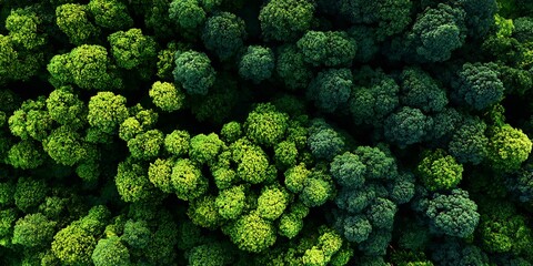 Aerial view of lush green forest canopy texture background top down dark trees drone image dense.