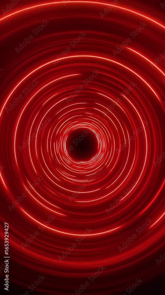 Poster abstract red neon tunnel motion background realistic animation