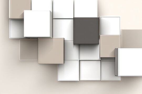 Abstract geometric pattern of stacked cubes in beige, white, and dark gray