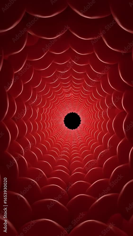 Poster abstract red tunnel pattern with black center background
