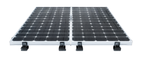 Double solar panel array mounted on a white frame