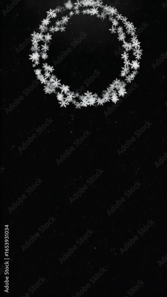 Poster abstract snowflake circle motion background with falling stars