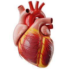 Naklejka premium Anatomical heart model with blood vessels and arteries isolated on transparent background