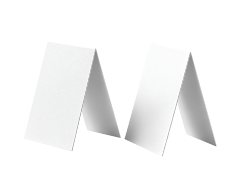 Two blank, folded white cards, angled