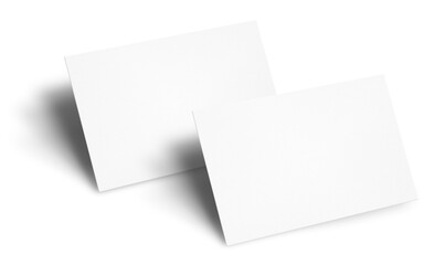 Png white business card mockup in front and rear view on transparent background