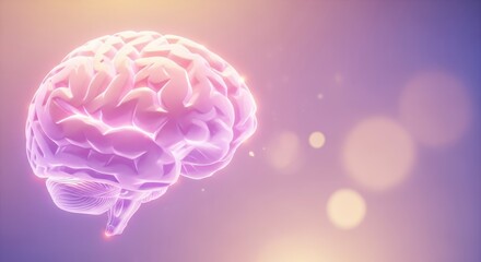 Glowing human brain with neural connections and soft bokeh background