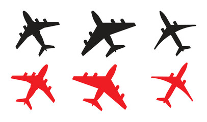 Flight and Airplane Icons – Airport Transport and Travel Vector Illustration