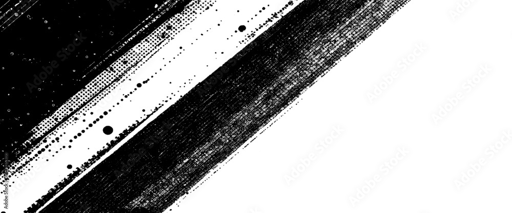 Poster vector abstract diagonal grunge overlay brushstroke with halftone dots