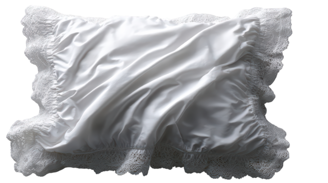 White Cotton Pillowcase with Delicate Crochet Lace Trim Softly Draped.