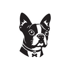 Boston Terrier Dog Vector Silhouette – Distinctive Small Breed Outline Design, Perfect for Pet Lovers, Canine Art, Logos, Prints, Home Decor, Illustrations, and Graphic Projects
