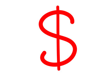 Red USD icon. Hand drawn dollar money symbol doodle style scribble US currency sign for highlights and emphasize isolated on transparent png 