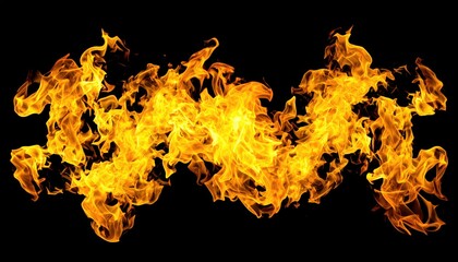 Fiery Dance in Darkness: A vibrant, dynamic flame burns brightly against a stark black backdrop, a symbol of untamed energy and raw power.