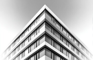Fototapeta premium Modern building corner, angled view