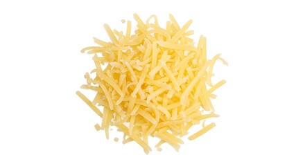 Obraz premium Pile of Tasty Grated Cheese Isolated on White, Top View.