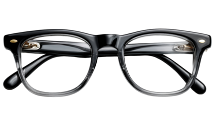 Stylish Black and Clear Acetate Eyeglasses with Gold Accents.