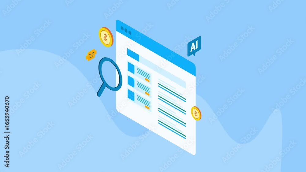 Poster ai driven search algorithm display seo marketing and ppc advertising results on screen.
