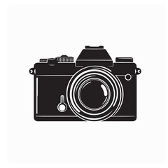 Retro Camera Silhouette Vector Illustration on white background