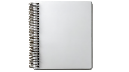 Blank White Notebook with Metal Spiral Binding for Writing and Notes.