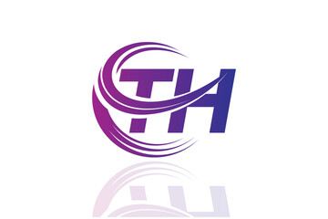 TH Circular Swirl Logo – Modern Gradient Symbol for Business, Corporate & Creative Branding Identity Design