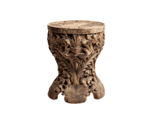 carved wooden side table