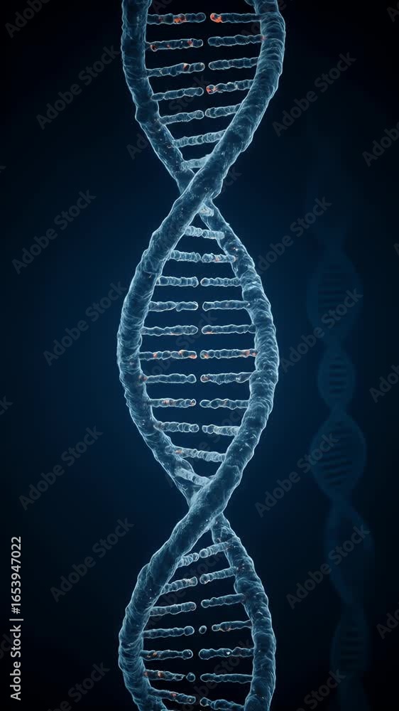 Poster animated 3d double helix dna molecule structure rendering