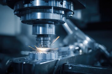 Close-up of a CNC machining process