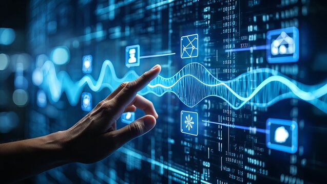 Futuristic Data Analytics and Business Technology Innovation Concept. innovative technology background. Software engineer using computer for data engineering, internet bot, data science.