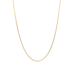 A simple and elegant gold chain necklace on a clean white background. minimalist jewelry piece with fine detail and luxurious finish. Ideal for use in e-commerce, fashion catalogs or editorial content
