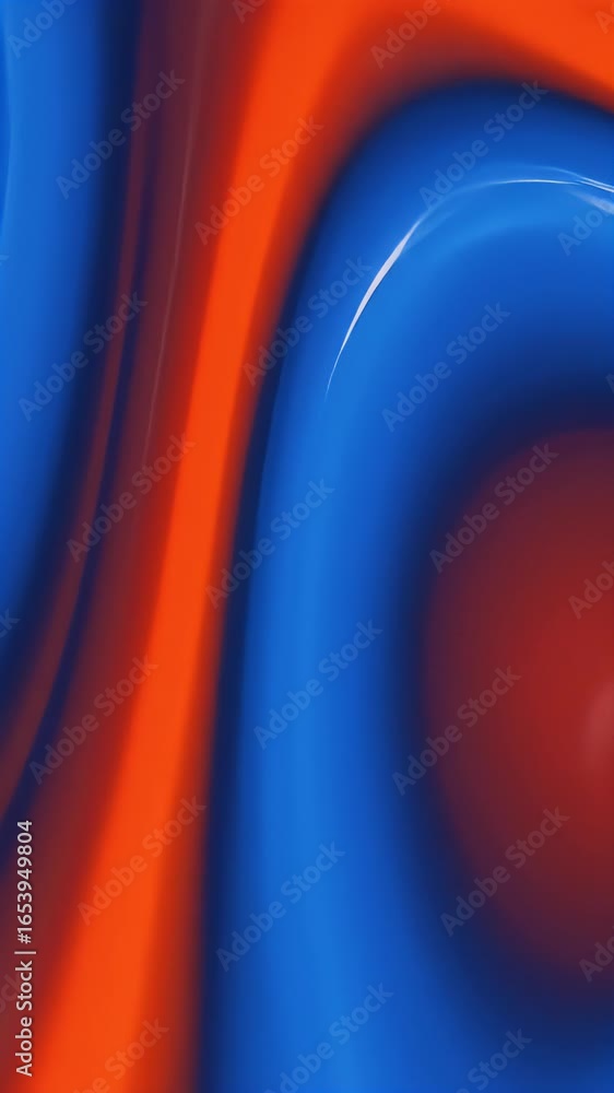 Poster blue and orange glossy abstract fluid background motion graphic loop