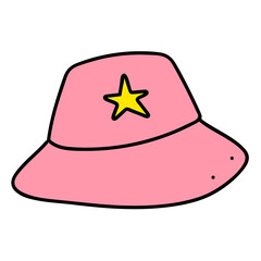 Fototapeta premium Pink bucket hat sticker with a white border design element