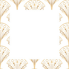 Png frame fish scale art deco style on transparent background