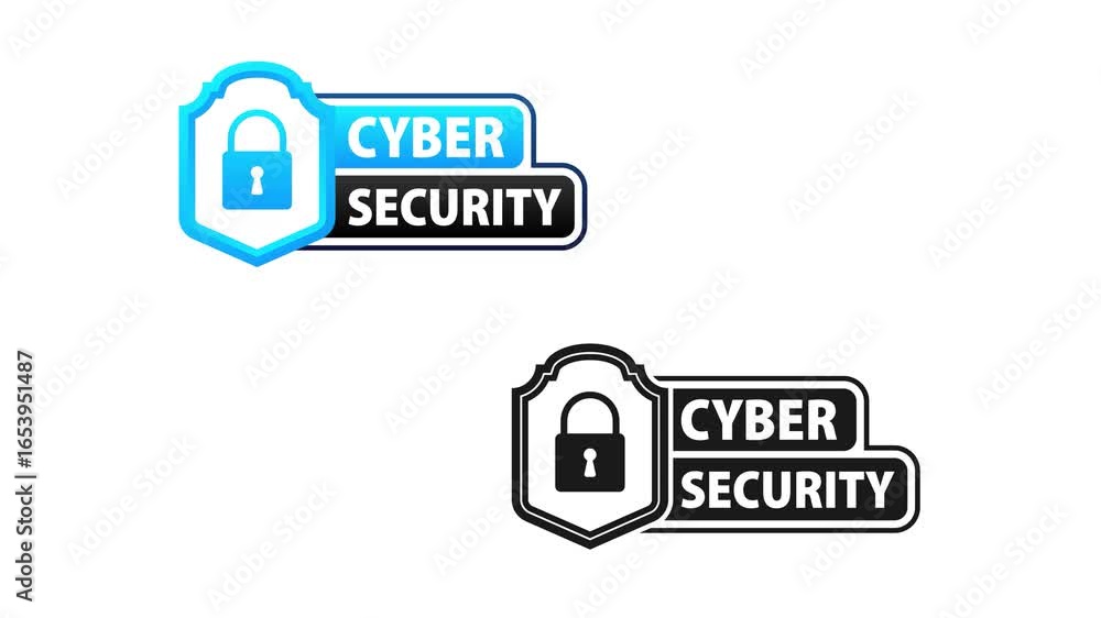 Poster cyber security animated logo with alpha channel and green screen