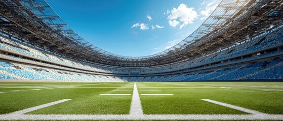 Empty stadium under a clear blue sky