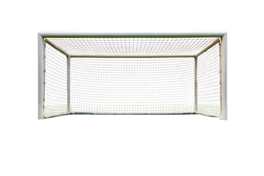 Soccer goal with net isolated on transparent background for sport concept and design element around 110 characters