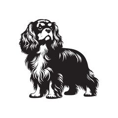 Cavalier King Charles Spaniel Vector Silhouette &ndash; Elegant Toy Breed Outline, Perfect for Dog Lovers, Pet Art, Logos, Prints, Graphic Design, Illustrations, Home Decor, and Creative Projects
