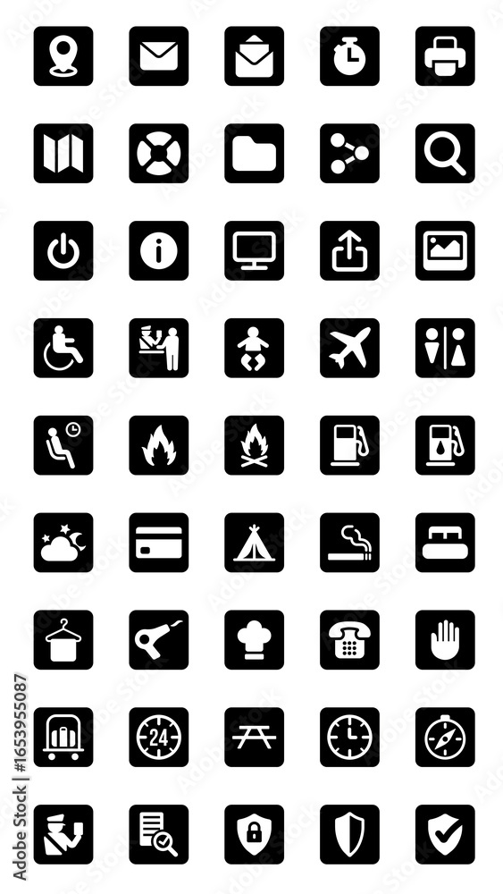 Poster png universal icon set for navigation, user interface icons on transparent background