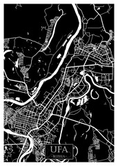 Obraz premium Ufa Russia City Street Map. downtown printable Landmarks, print city painting, travel art, city banner, modern city, urban city art, background abstract city