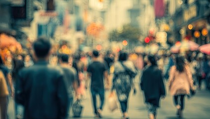 Blurry cityscape pedestrian street