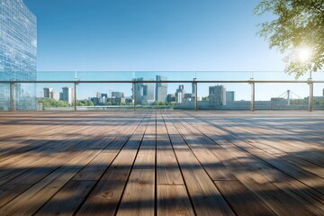 Obraz premium Urban rooftop terrace with city view