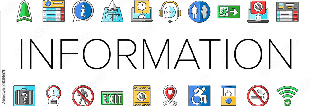 Poster information data knowledge icons set vector