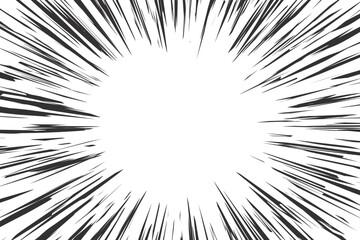 Comic speed lines effect. Radial explosion on white background. Manga and anime book action and motion rays. Cartoon burst and abstract concentric shout and scream. Vector © Chorna_L
