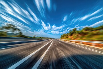 Highway panorama with motion blur