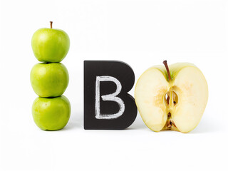 Green apples and letter B fruit food